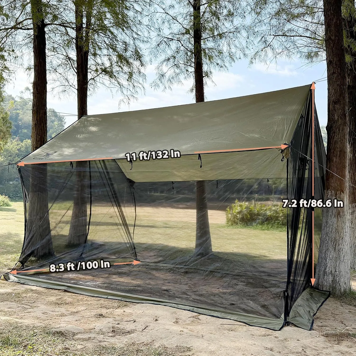 GEERTOP Lightweight Waterproof Camp Tarp Screen House Hammock Bug Net for Camping Backpacking Outdoor Travel