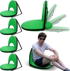 Geetery Folding Stadium Seats for Bleachers with Back Support and Cushion Wide Padded Stadium Chair Foldable Floor Chair for Sport Event Camping Beach, 6 Adjustable Reclining Position
