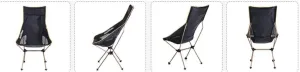 Generic Contemporary Folding Camp Chair, Black, Mesh Back, Aluminum Frame, Portable, Oxford Cloth Seat, Recommended for Camping