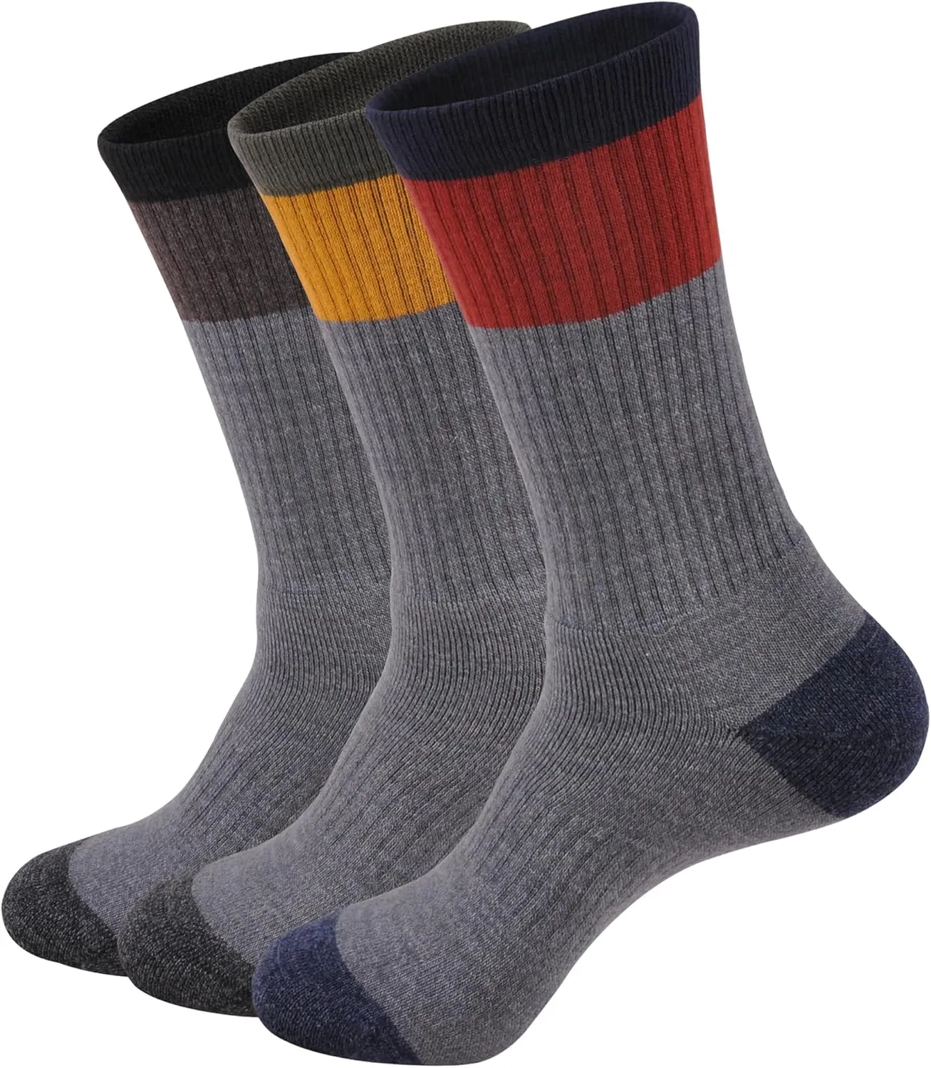 GKX Men's Merino Wool Moisture Wicking Outdoor Hiking Trekking Work Cushion Crew Socks 9-11,10-13