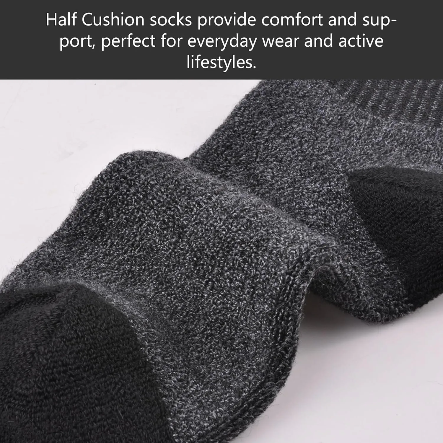 GKX Men's Merino Wool Moisture Wicking Outdoor Hiking Trekking Work Cushion Crew Socks 9-11,10-13