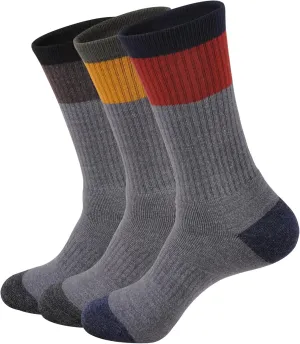 GKX Men's Merino Wool Moisture Wicking Outdoor Hiking Trekking Work Cushion Crew Socks 9-11,10-13
