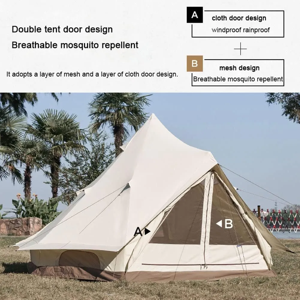 Glamping Yurt Tent Waterproof Family Tent with Removable Rainfly and Carry Bag Pyramid Tent for Family Camping & Hiking
