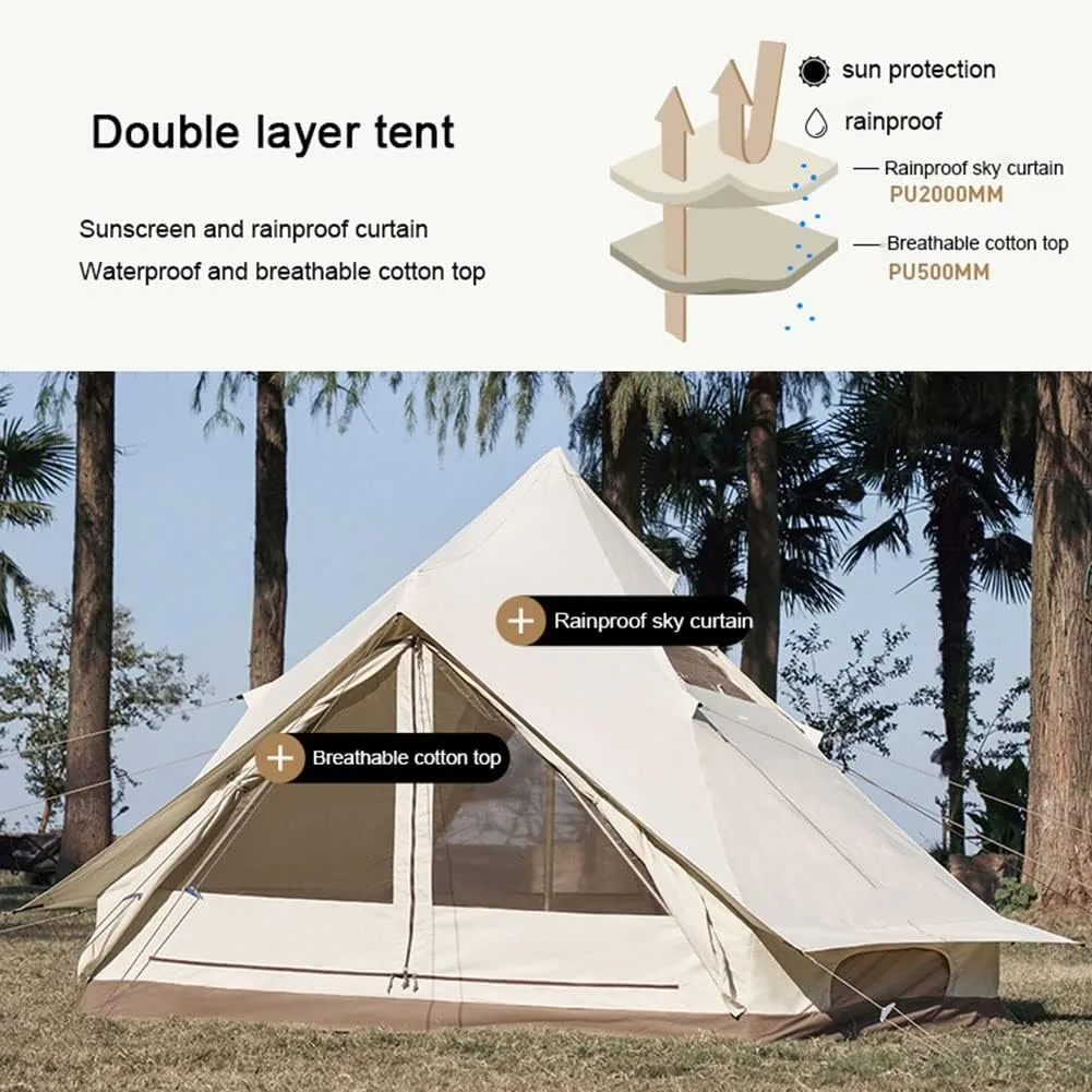Glamping Yurt Tent Waterproof Family Tent with Removable Rainfly and Carry Bag Pyramid Tent for Family Camping & Hiking