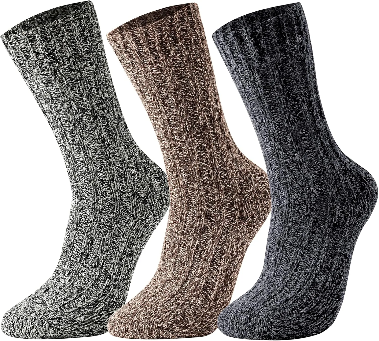 GLENMEARL 3 Pack Womens & Mens Merino Wool Hiking Socks Winter Thick Warm Boot Crew Socks for Men & Women