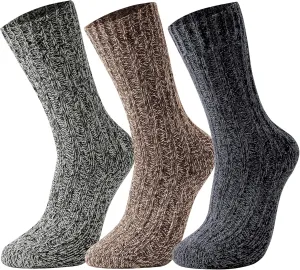 GLENMEARL 3 Pack Womens & Mens Merino Wool Hiking Socks Winter Thick Warm Boot Crew Socks for Men & Women