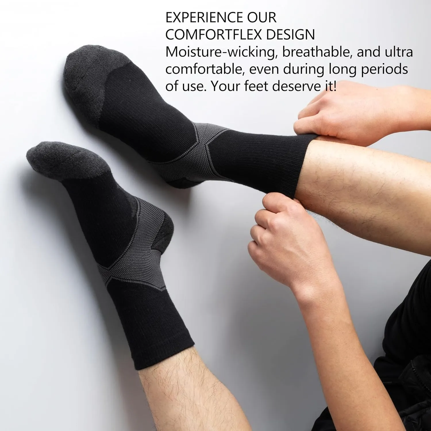 GLENMEARL Mens Crew Socks, 5 Pair Cushioned Crew Socks For Men, Cotton Mens Athletic Sock, Moisture Wicking Sock for Hiking