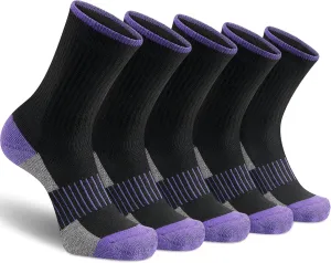 Gonii Women Socks Hiking Running Thick Cushion Athletic Crew Socks 5-Pair