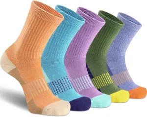 Gonii Women Socks Hiking Running Thick Cushion Athletic Crew Socks 5-Pair