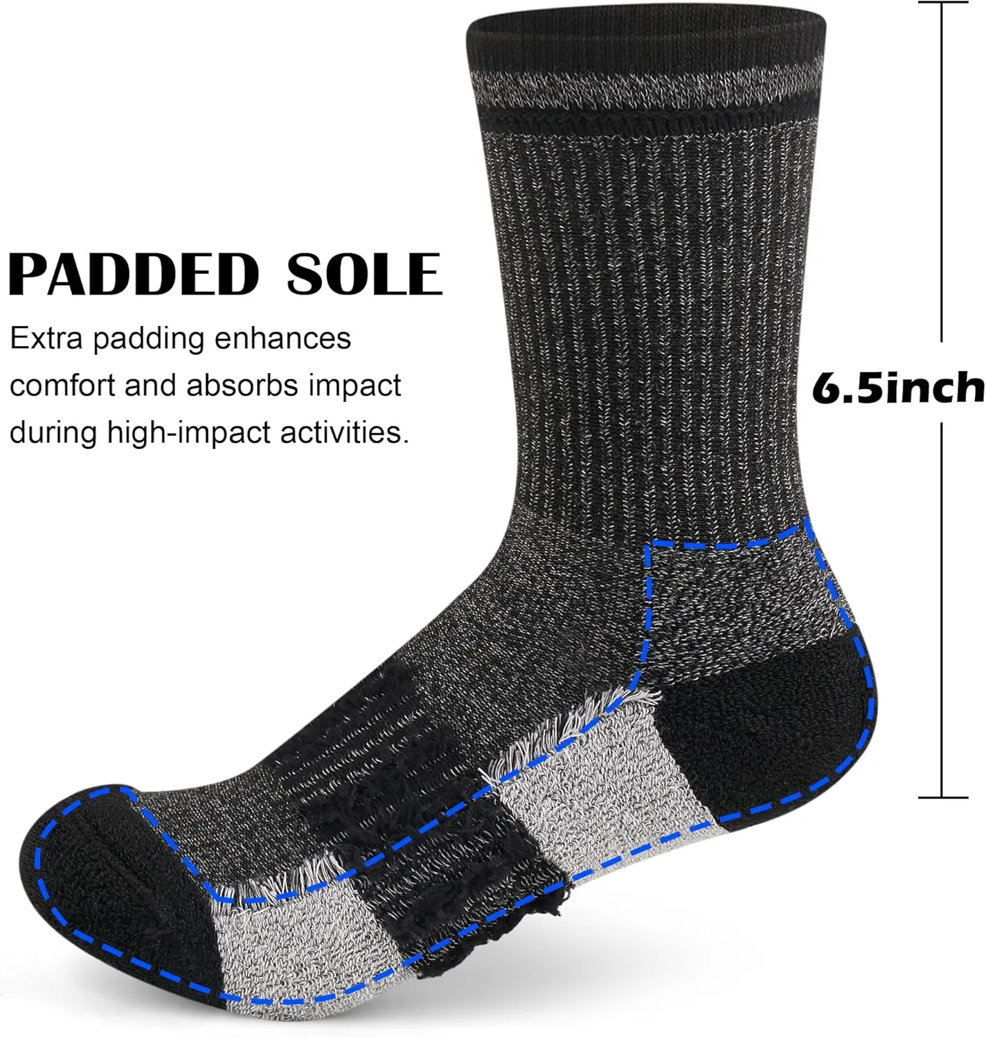 Gonii Women Socks Hiking Running Thick Cushion Athletic Crew Socks 5-Pair