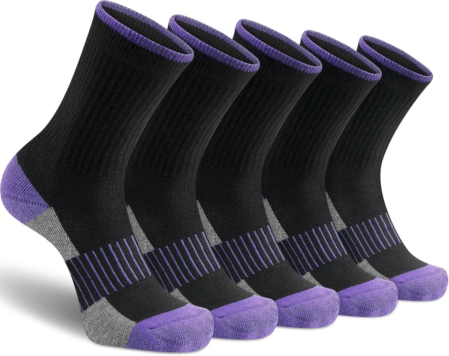 Gonii Women Socks Hiking Running Thick Cushion Athletic Crew Socks 5-Pair