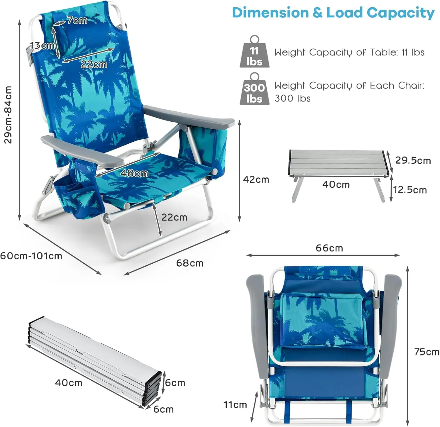 Goplus Beach Chair, Folding Backpack Beach Chairs for Adults with 5 Positions, Head Pillow, Cooler Bag, Towel Bar, Cup Holders, Sunbath Sling Tanning Lounge, Foldable Layout Camping Chairs