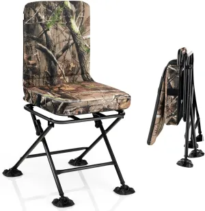 Goplus Hunting Chair, 360° Swivel Hunting Blind Chair w/All-Terrain Duck Feet,Padded Cushion,330LBS Capacity, Folding Silent Deer Hunting Chair, Portable Ground Blind Chair