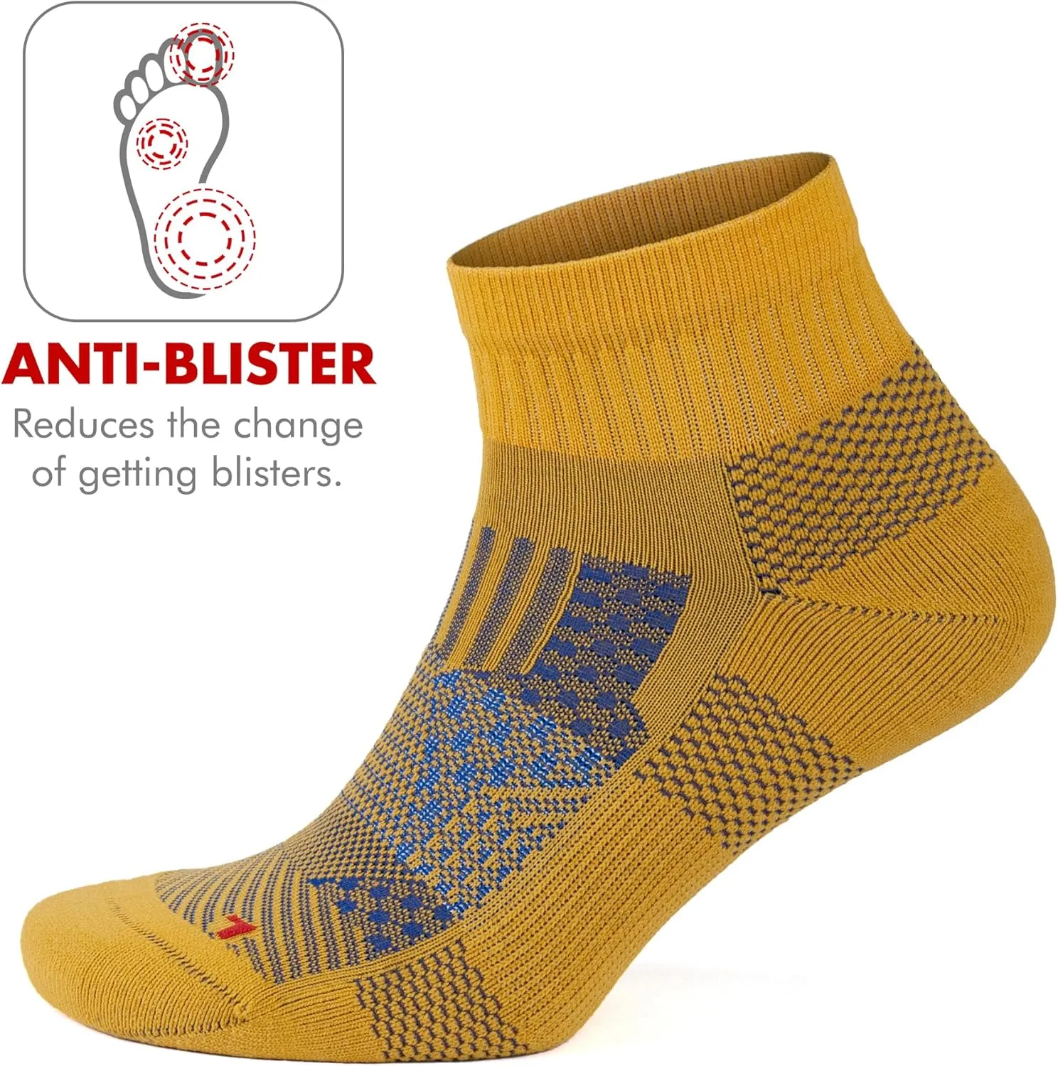 GoWith 2 Pairs Unisex Running Socks, Anti-Blister Cushioned Athletic Performance Padded Seamless Ankle Socks