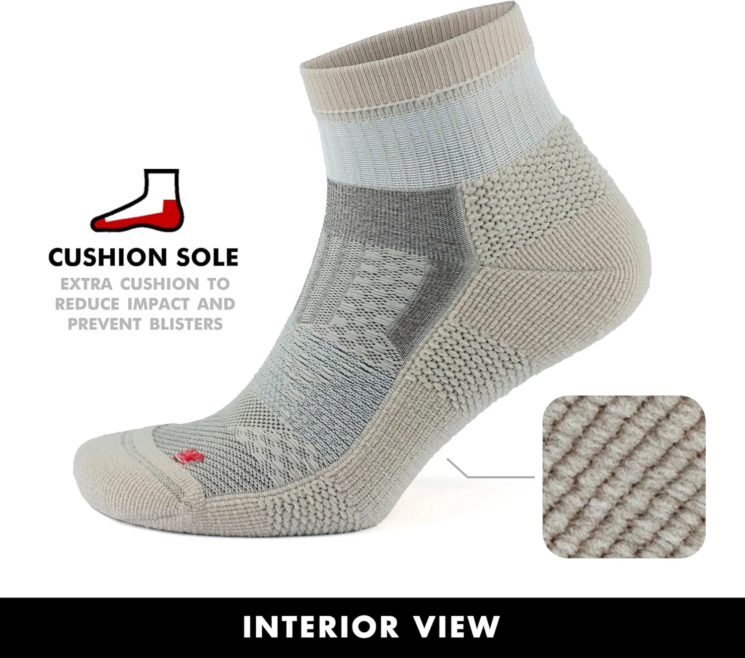 GoWith 2 Pairs Unisex Running Socks, Anti-Blister Cushioned Athletic Performance Padded Seamless Ankle Socks