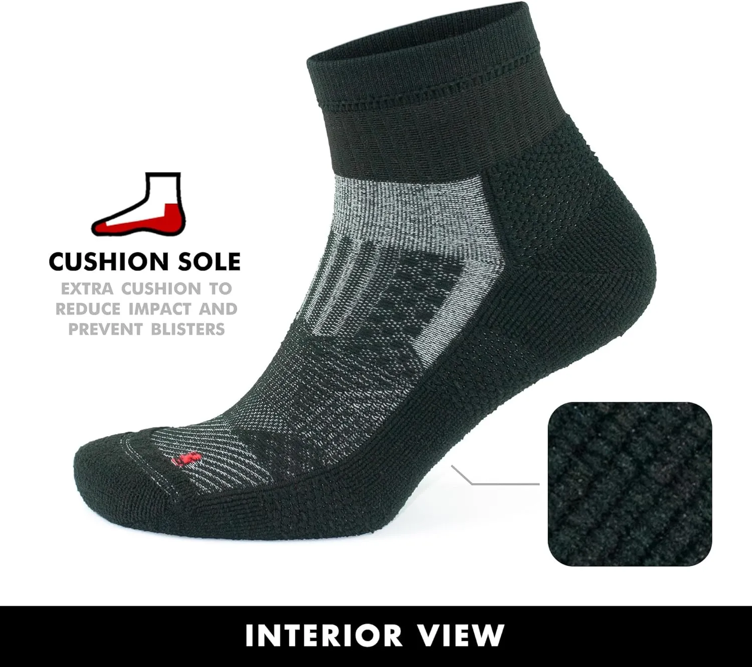 GoWith 2 Pairs Unisex Running Socks, Anti-Blister Cushioned Athletic Performance Padded Seamless Ankle Socks