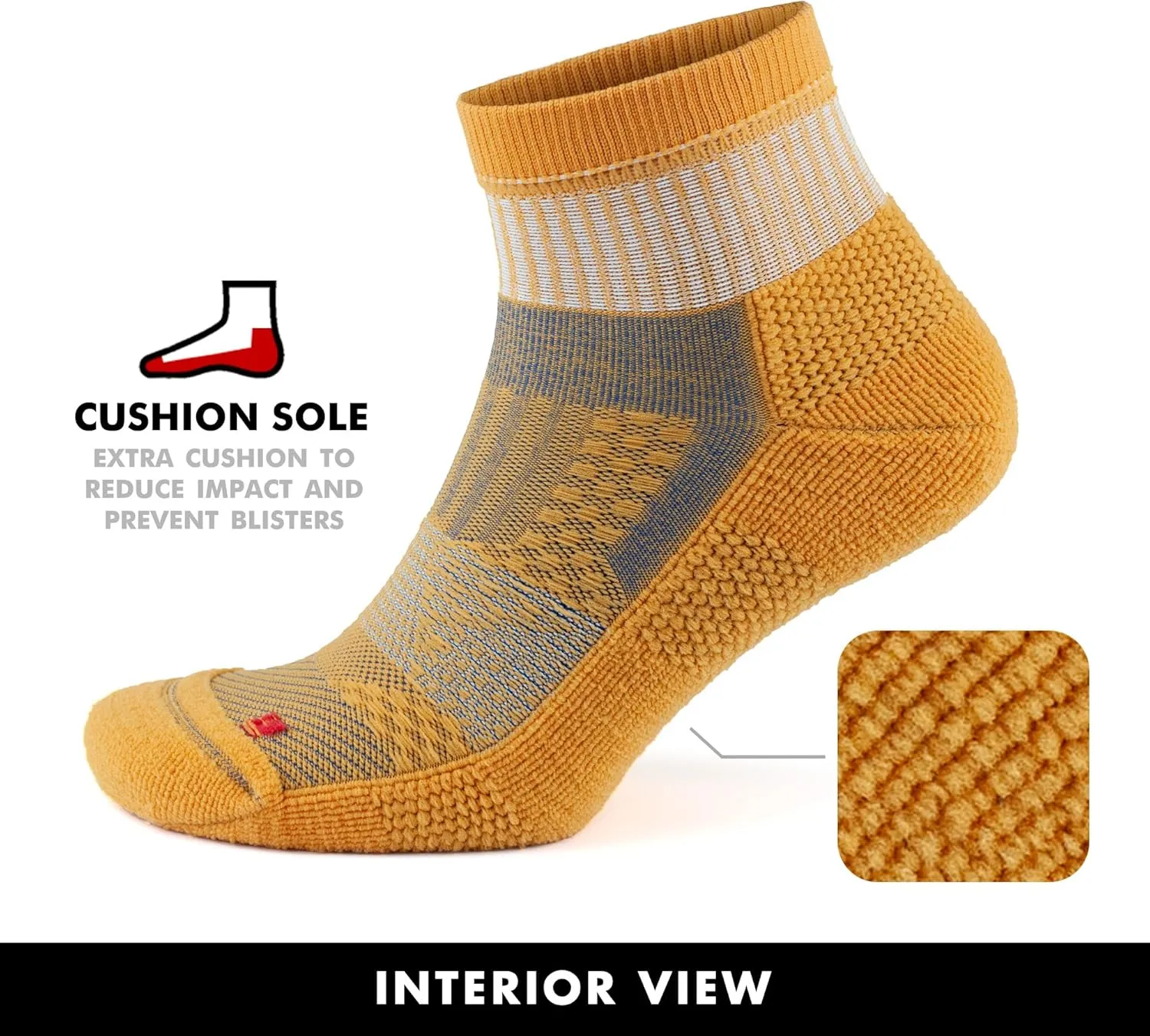 GoWith 2 Pairs Unisex Running Socks, Anti-Blister Cushioned Athletic Performance Padded Seamless Ankle Socks