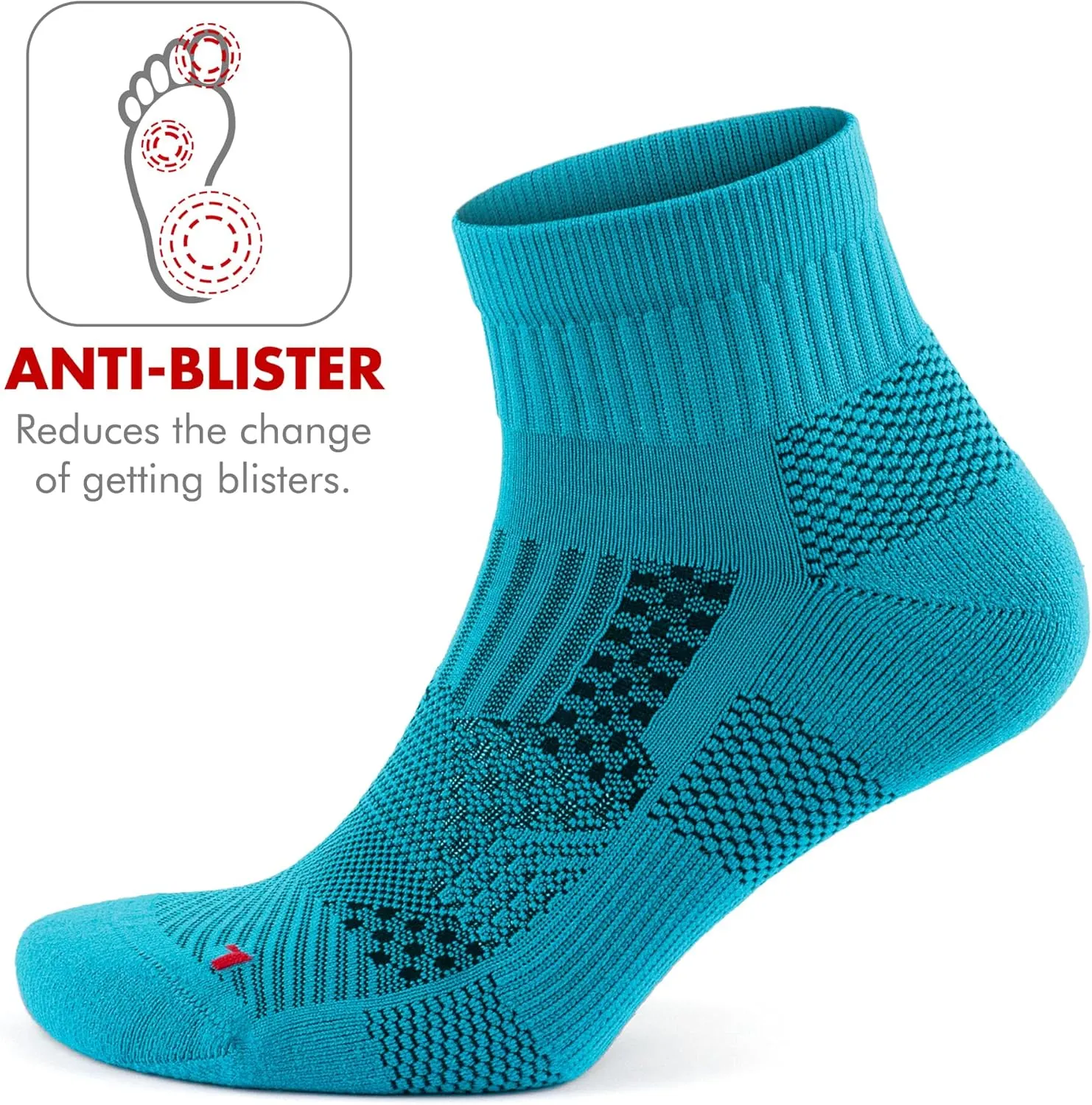 GoWith 2 Pairs Unisex Running Socks, Anti-Blister Cushioned Athletic Performance Padded Seamless Ankle Socks
