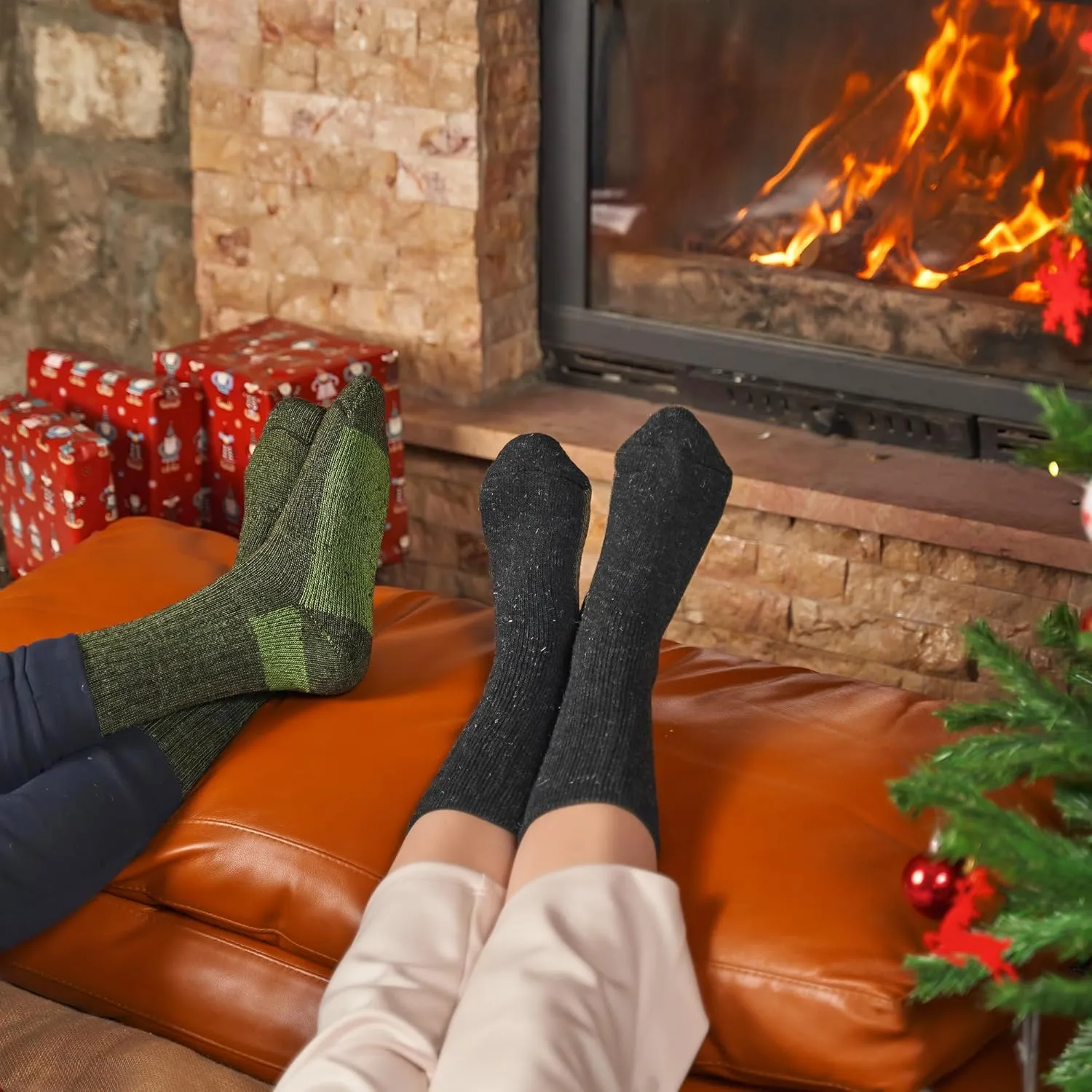 GoWith Alpaca Wool Hiking Crew Socks for Men & Women, Cushioned Terry Warm Socks, Thermal Thick Merino Blend Camping Socks