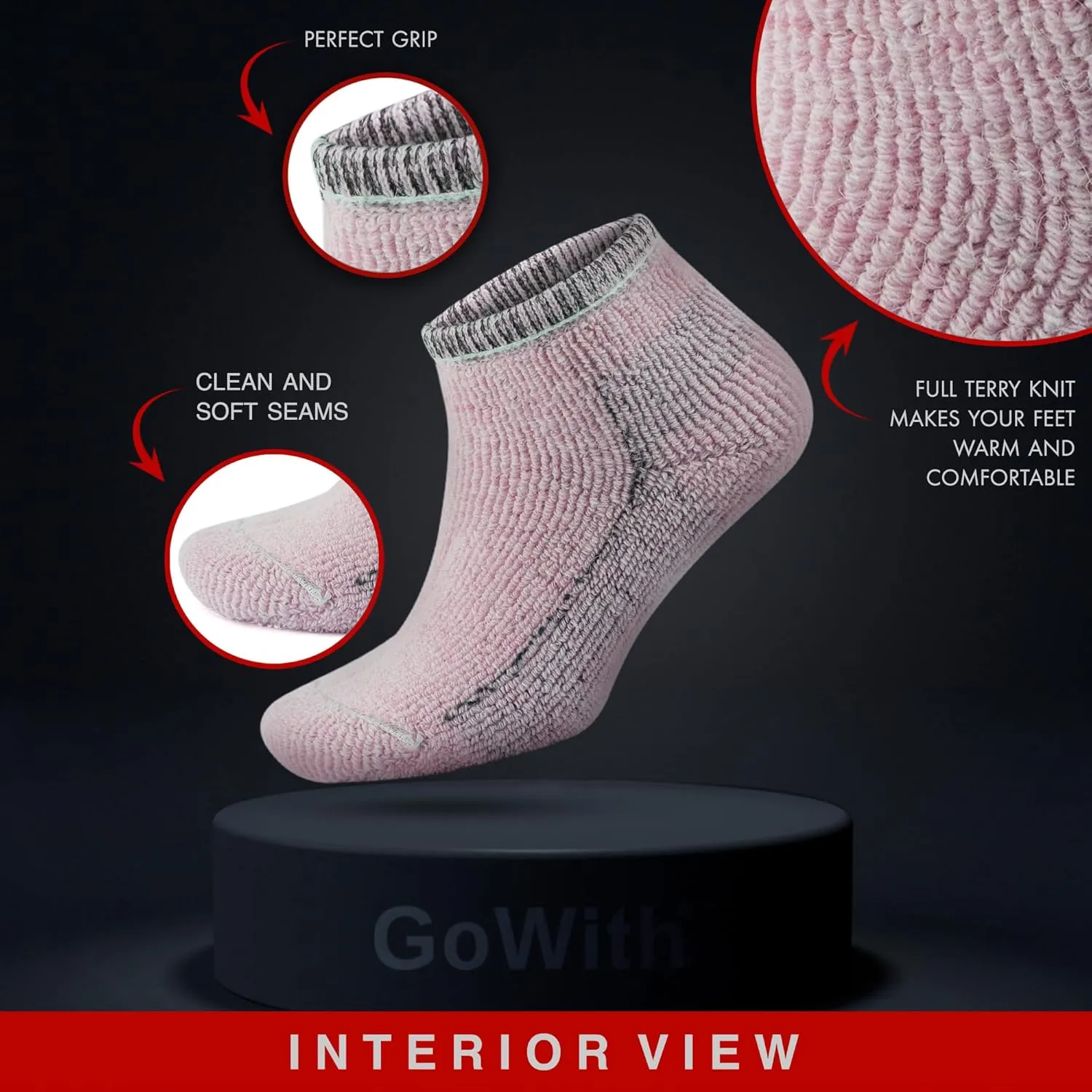 GoWith Alpaca Wool Low-Cut Socks for Men & Women, Cushioned Terry Warm Thermal Thick Merino Blend Camping Socks