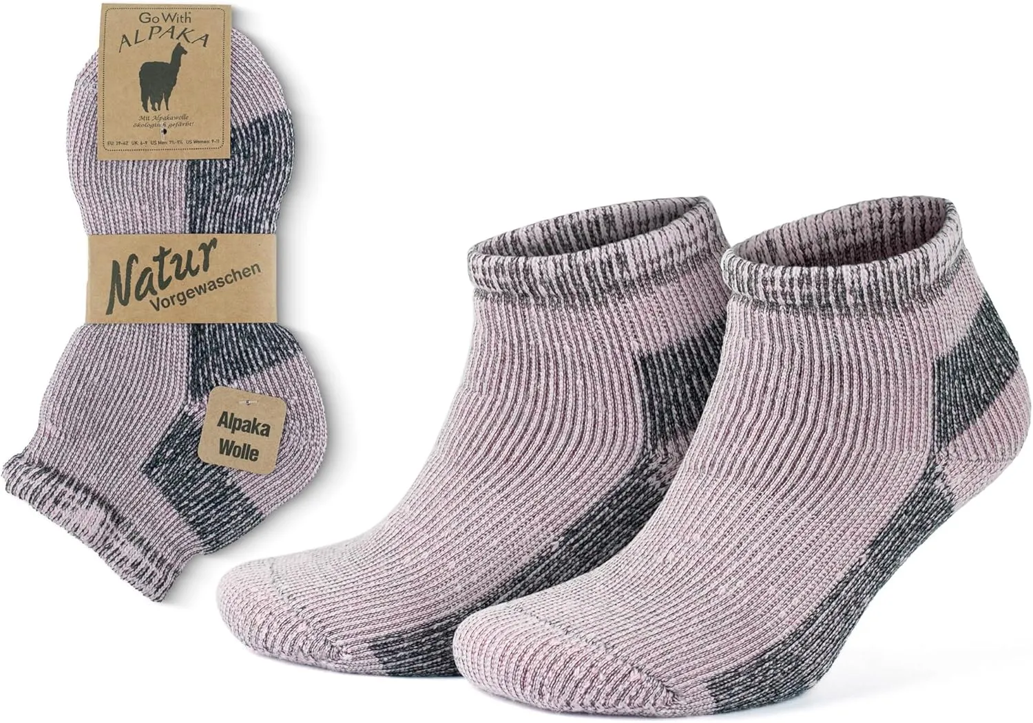 GoWith Alpaca Wool Low-Cut Socks for Men & Women, Cushioned Terry Warm Thermal Thick Merino Blend Camping Socks