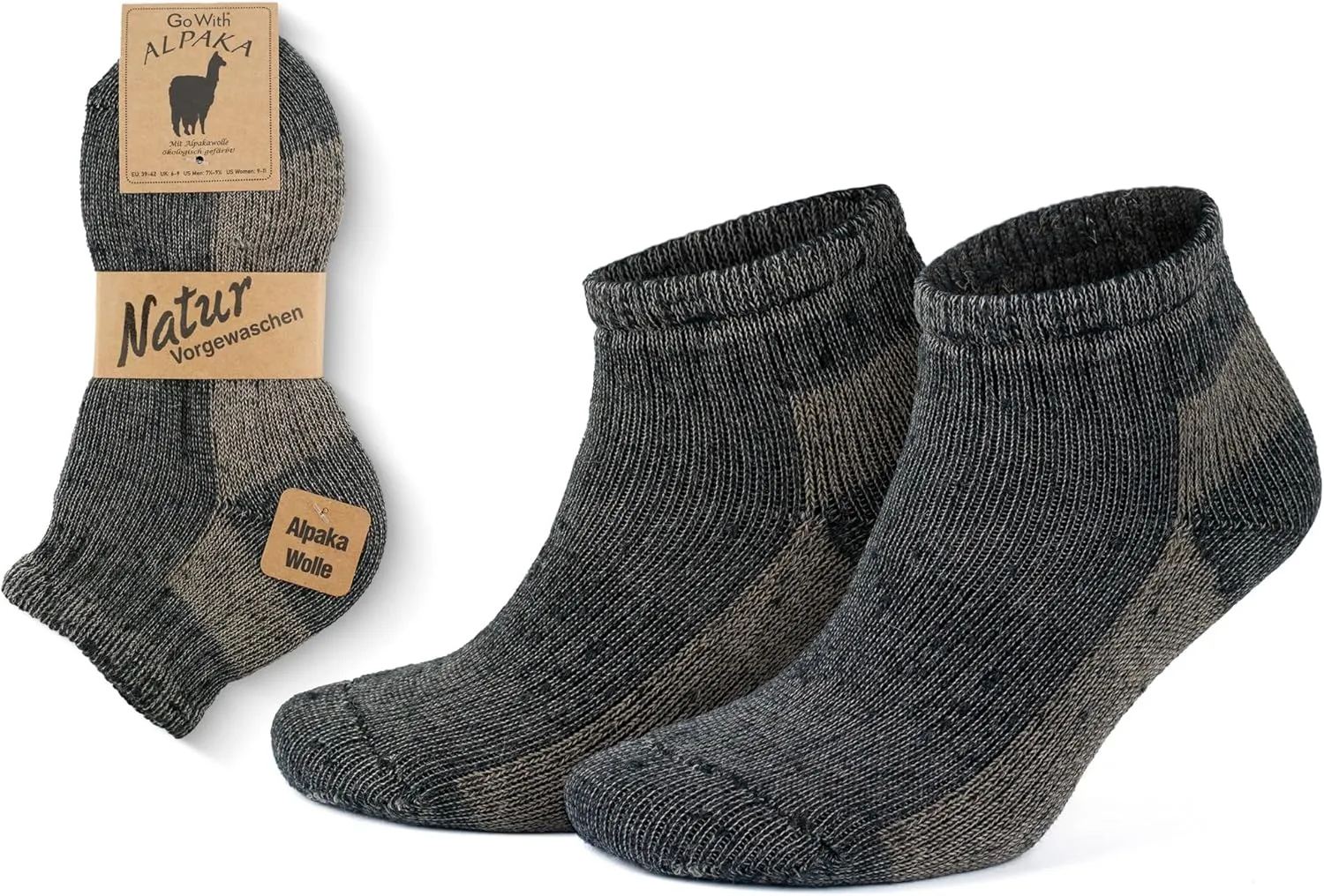 GoWith Alpaca Wool Low-Cut Socks for Men & Women, Cushioned Terry Warm Thermal Thick Merino Blend Camping Socks