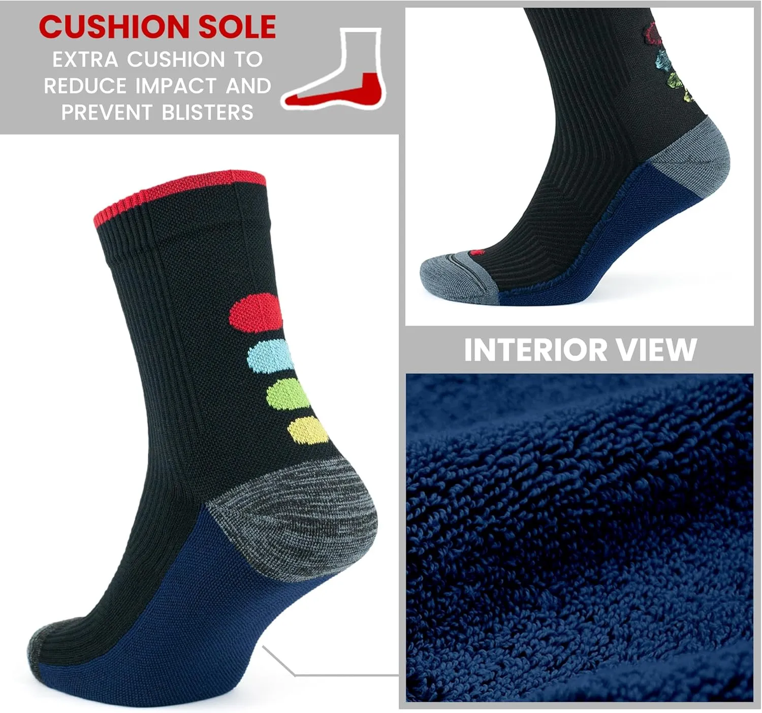 GoWith Running Socks for Men & Women, 15-20 mmHg Cushioned Seamless Quarter Socks for Workout, Trekking