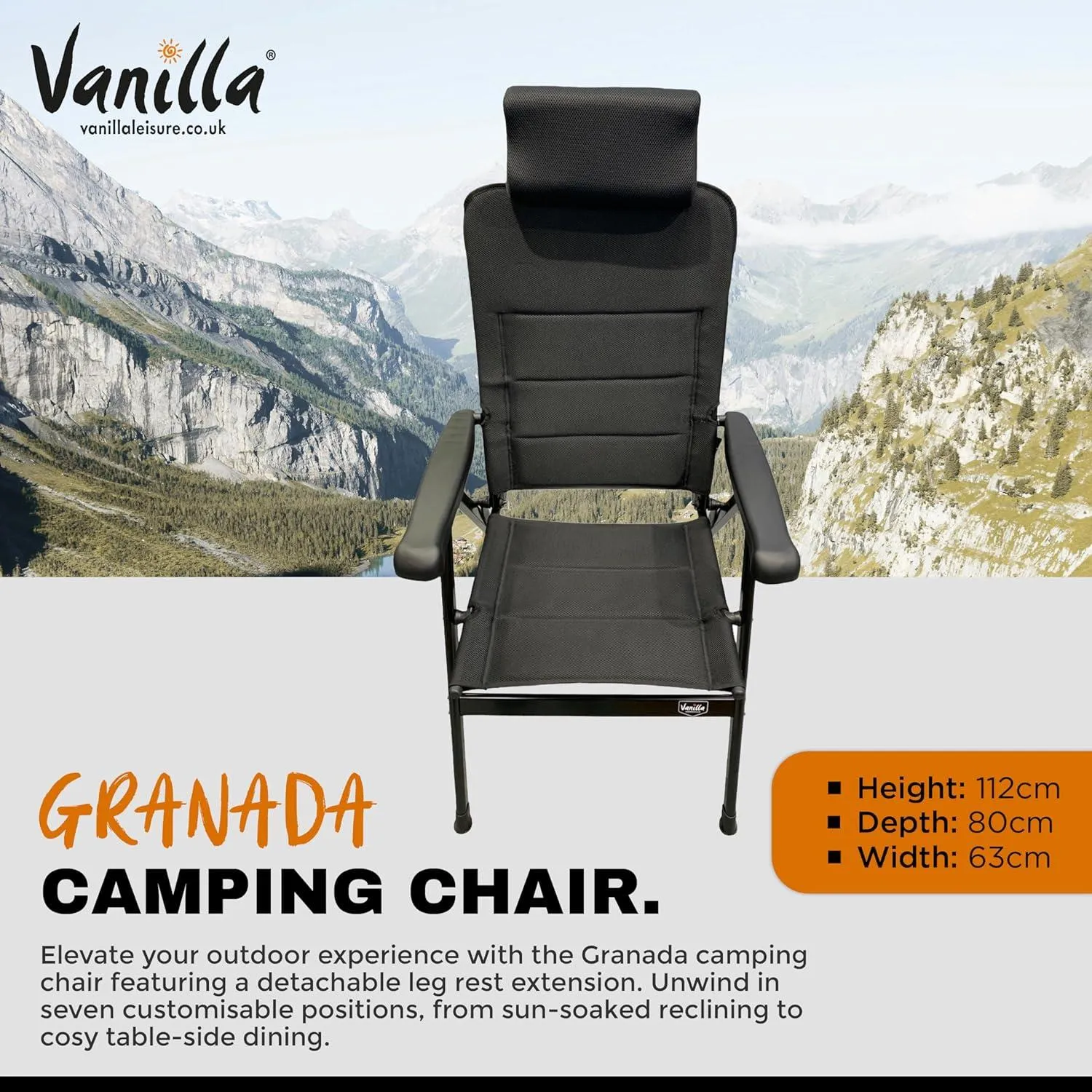 Granada 3D Mesh Multi Position Reclining Chair and Matching Folding Footrest