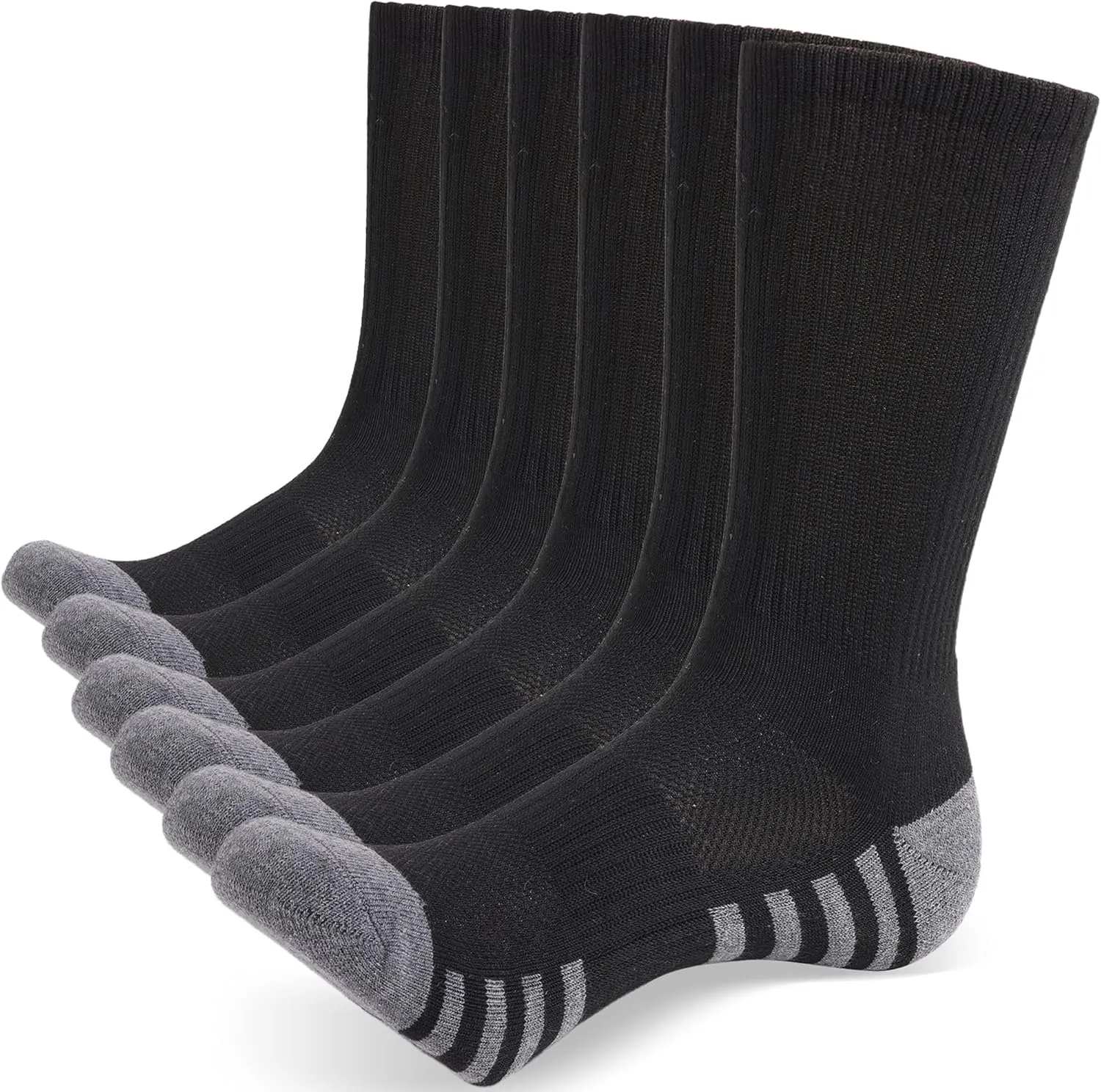 GRAPMKTG 6 Pack Cotton Crew Athletic Socks Men Women Cushioned Boot Work Socks Moisture Wicking Hiking Running Sports Socks