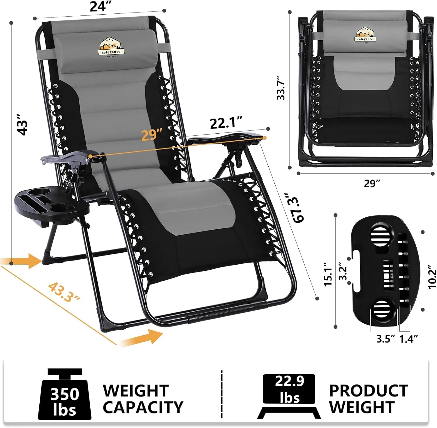 Gravity Black Best deal Zero 2-Pack, Chairs, Verified transactions Foldable