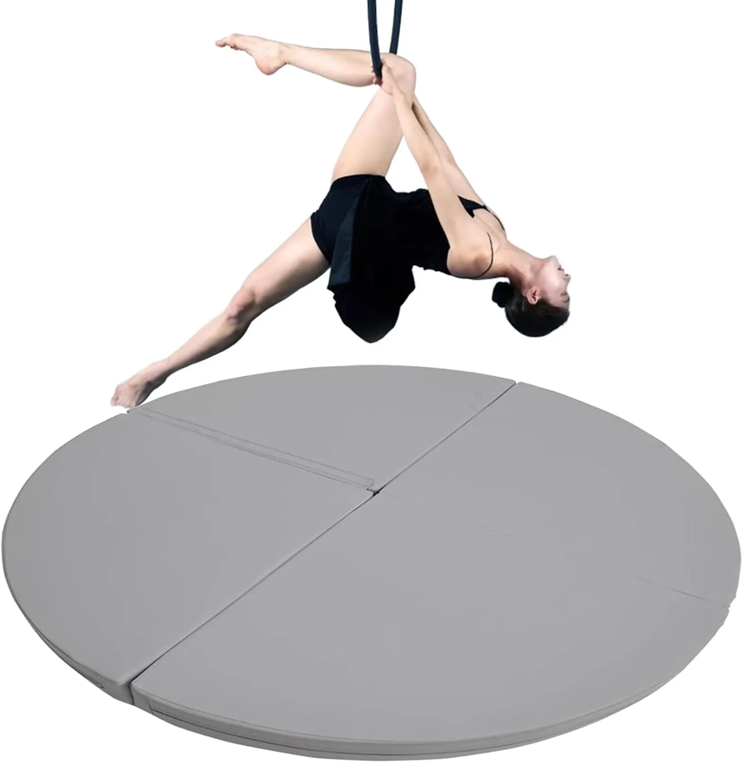Gray Pole Crash Mat Round - 3ft/4ft/5ft/6ft Foldable Circular Exercise Dance Pole Mat for Home/Studio, 1/2/4 inch Thickness Safety Landing Padding Dancing Cushion for Pole ( Color : 110cm/3.6ft/43in ,