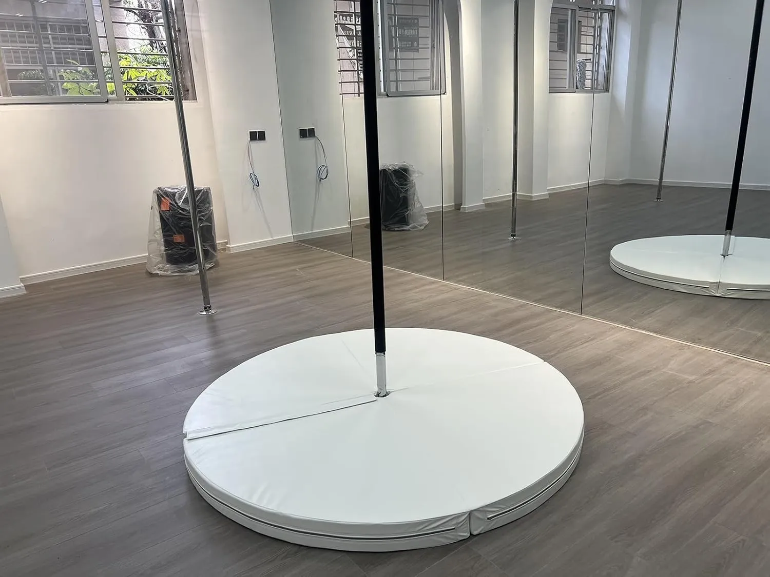 Gray Pole Crash Mat Round - 3ft/4ft/5ft/6ft Foldable Circular Exercise Dance Pole Mat for Home/Studio, 1/2/4 inch Thickness Safety Landing Padding Dancing Cushion for Pole ( Color : 110cm/3.6ft/43in ,