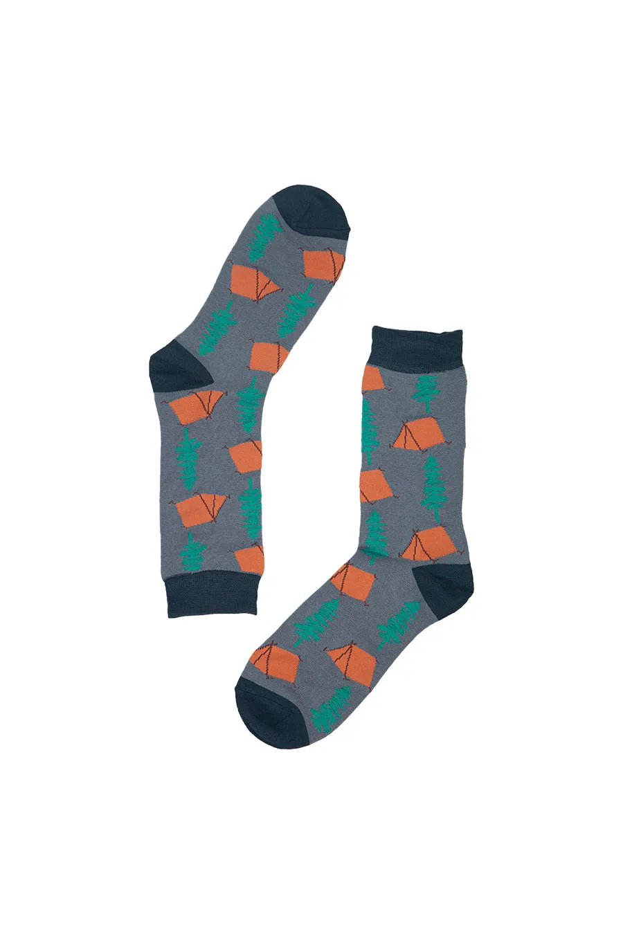 Grey Mens Bamboo Camping Socks Novelty Hiking Sock