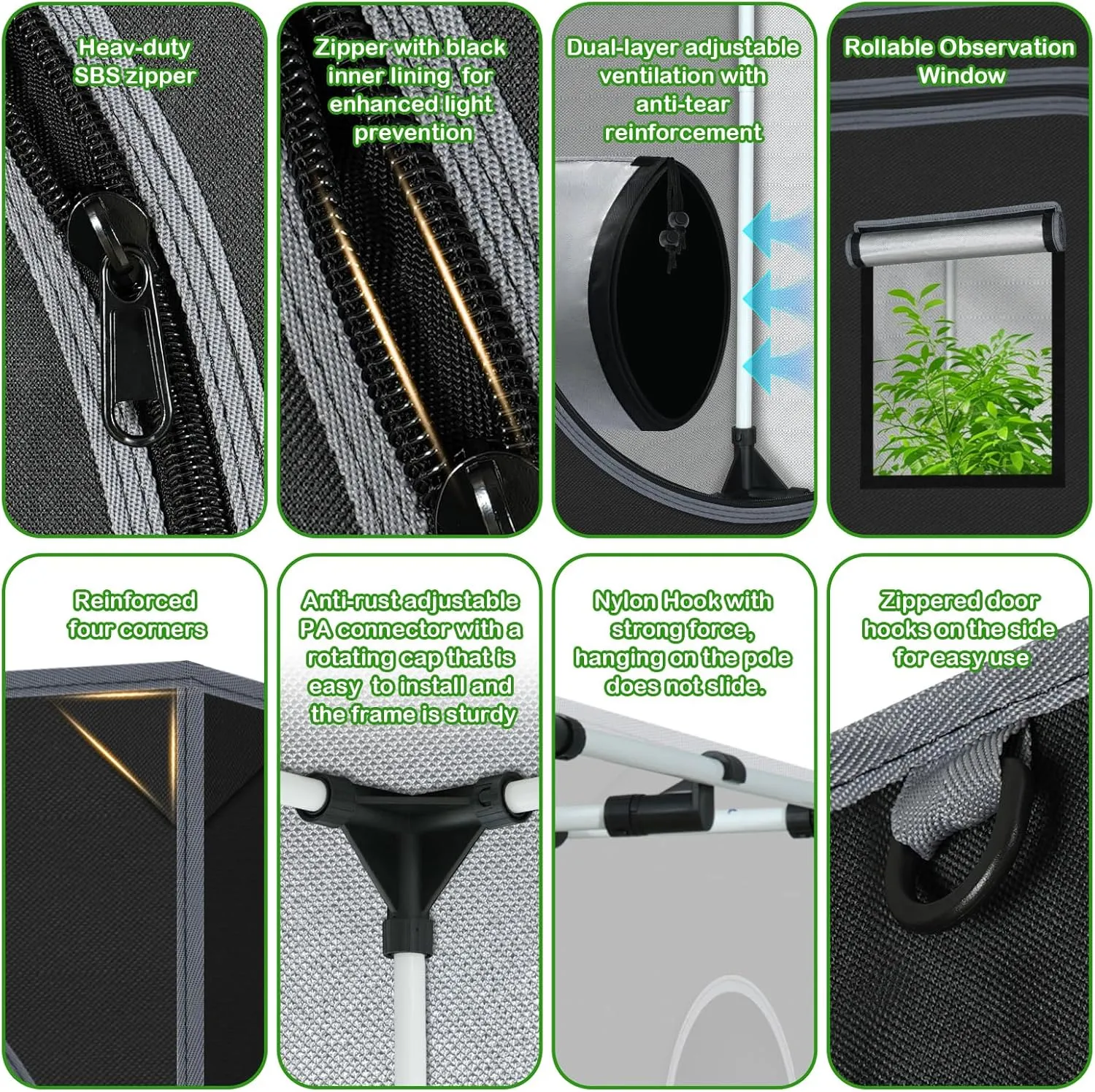 Grow Tent 36"x36"x72" 600D Mylar Hydroponic High Reflective Grow Tents for Indoor Plant Growing 3x3
