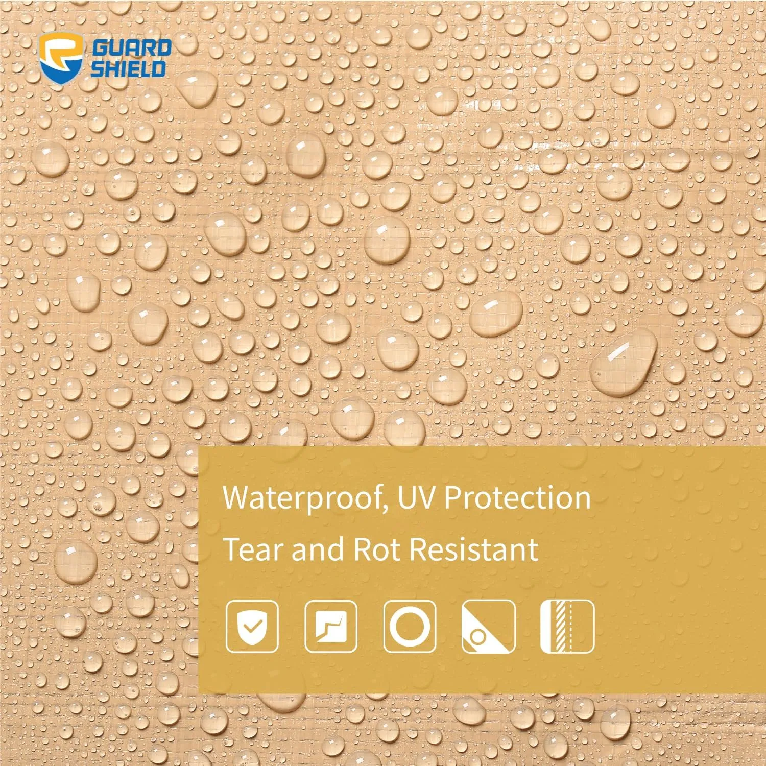 GUARD SHIELD Beige Tarp 10x10 Feet Large Tarps Heavy Duty Outdoor Tarpaulin Cover 12mil