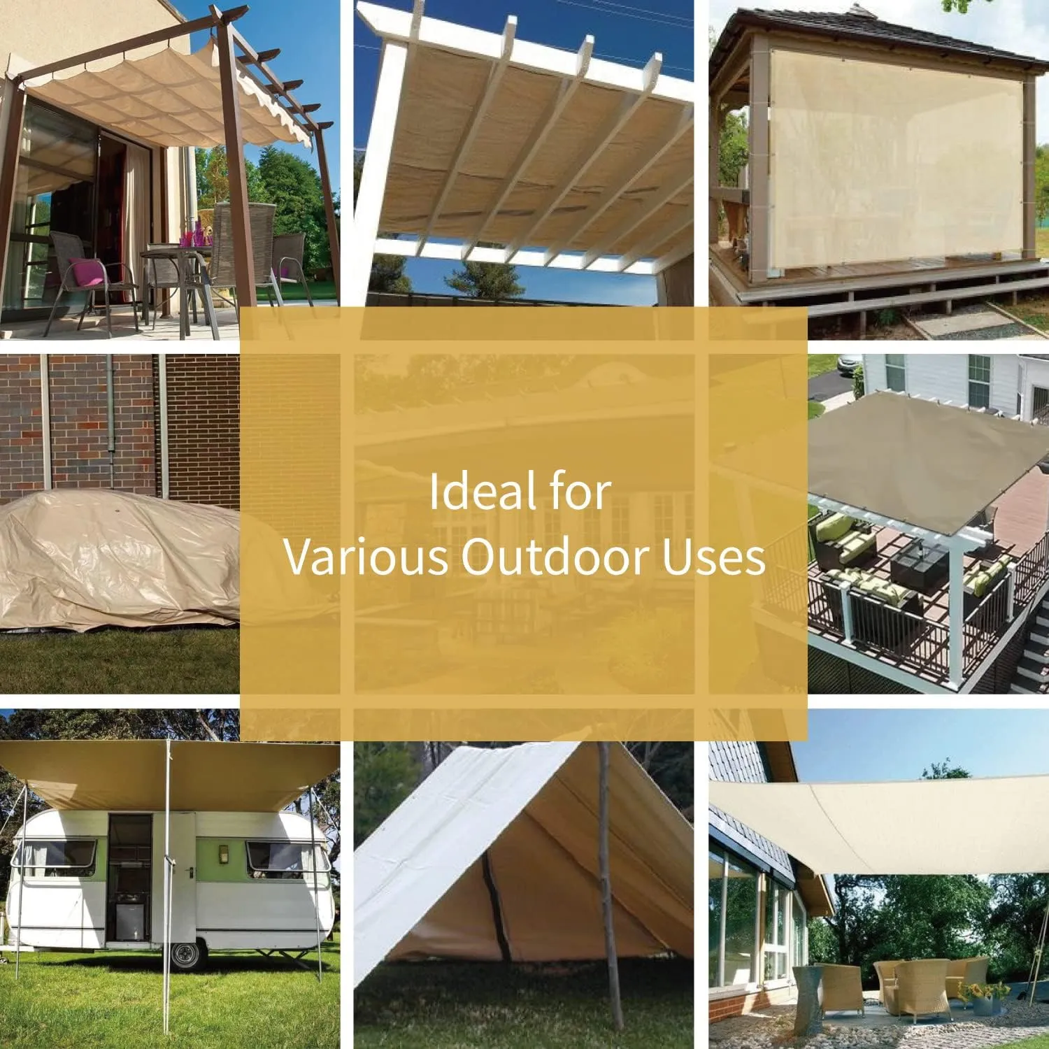 GUARD SHIELD Beige Tarp 10x10 Feet Large Tarps Heavy Duty Outdoor Tarpaulin Cover 12mil