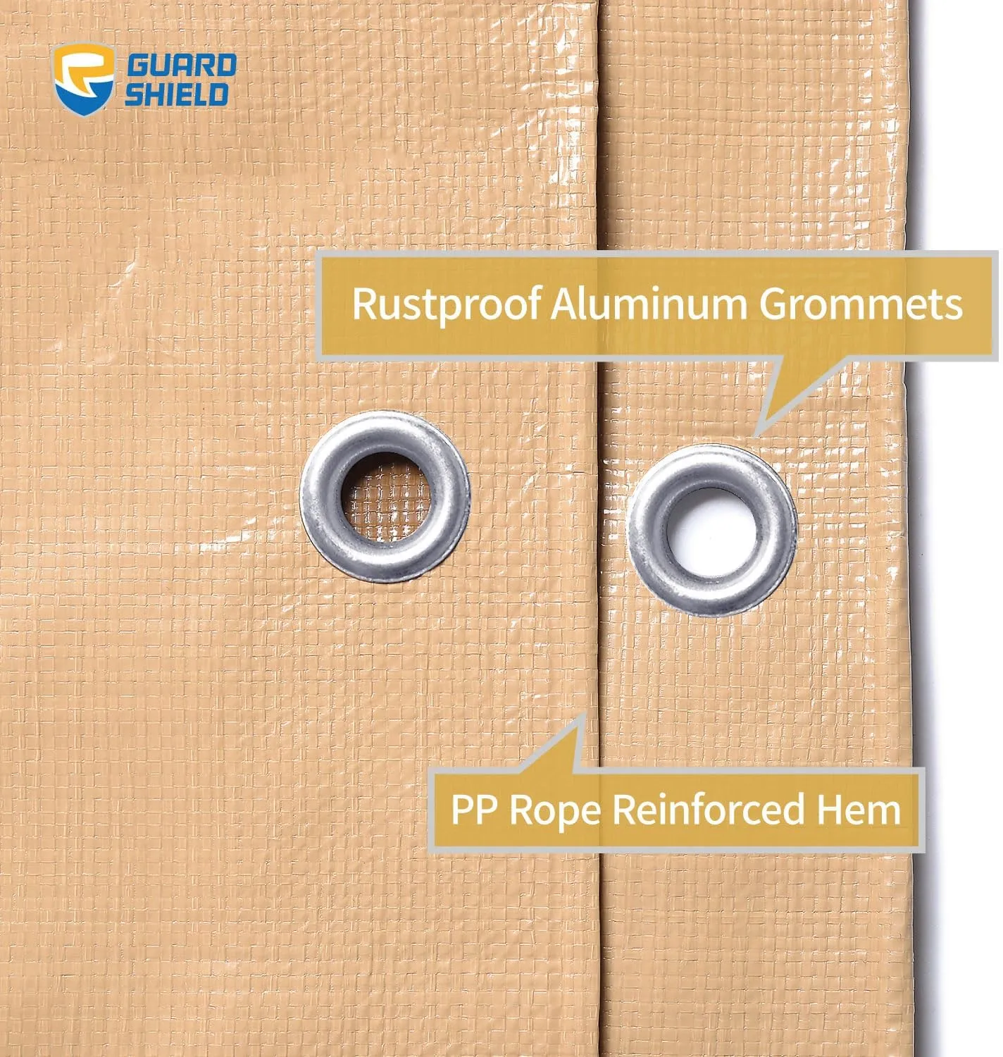 GUARD SHIELD Beige Tarp 10x10 Feet Large Tarps Heavy Duty Outdoor Tarpaulin Cover 12mil