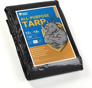 GUARD SHIELD Black Tarp Waterproof 12x14 Feet Medium Duty All Purpose Poly Tarps Cover 7mil