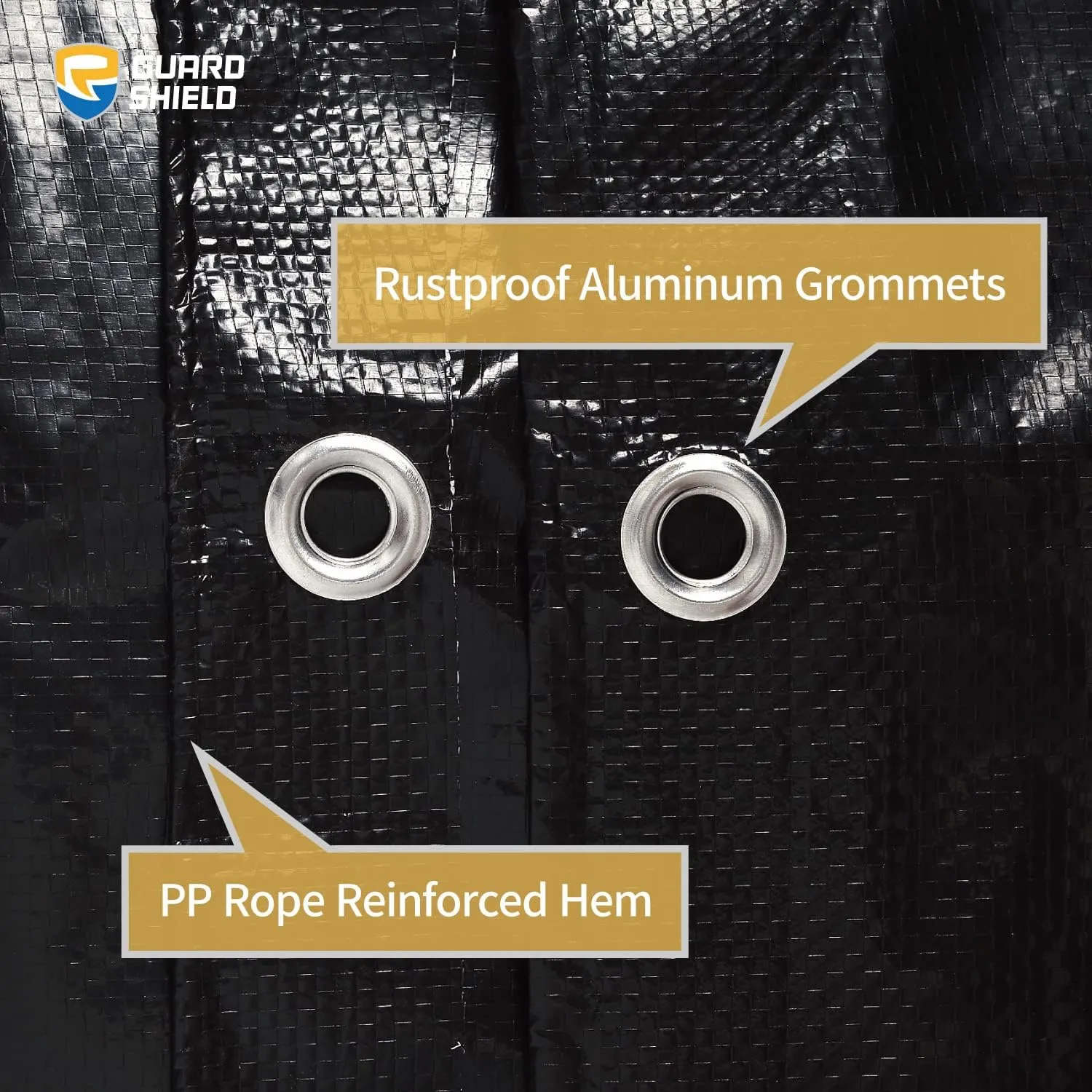 GUARD SHIELD Black Tarp Waterproof 12x14 Feet Medium Duty All Purpose Poly Tarps Cover 7mil