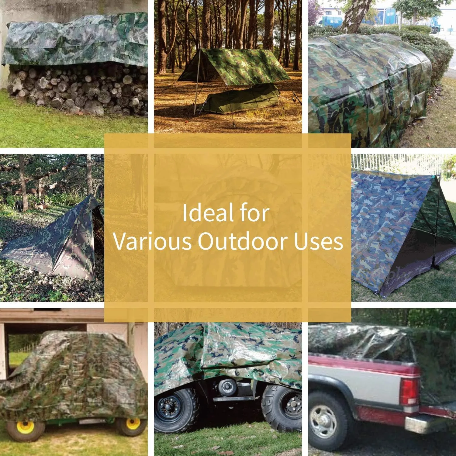 GUARD SHIELD Heavy Duty Camo Tarp Camouflage Tarps Waterproof 16x20 Feet Poly Cover 10mil