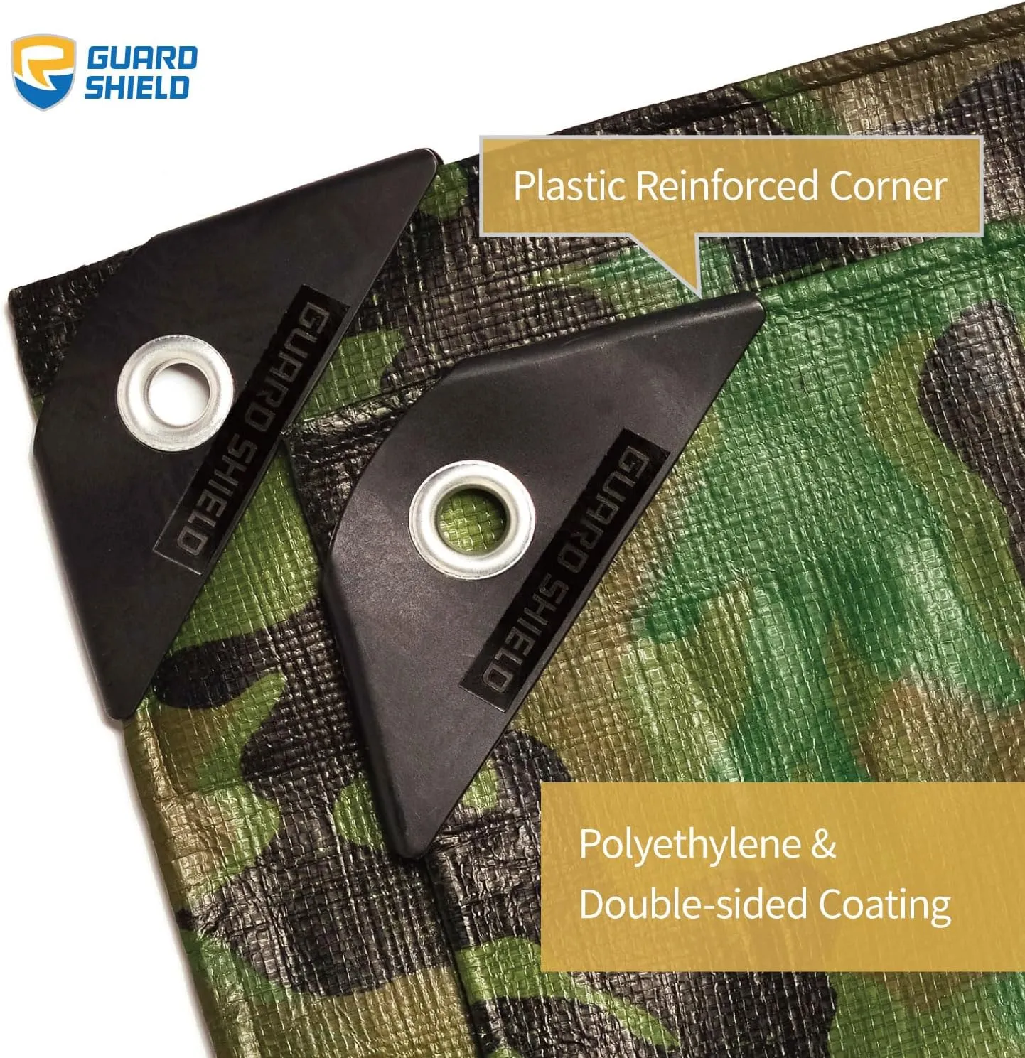GUARD SHIELD Heavy Duty Camo Tarp Camouflage Tarps Waterproof 16x20 Feet Poly Cover 10mil