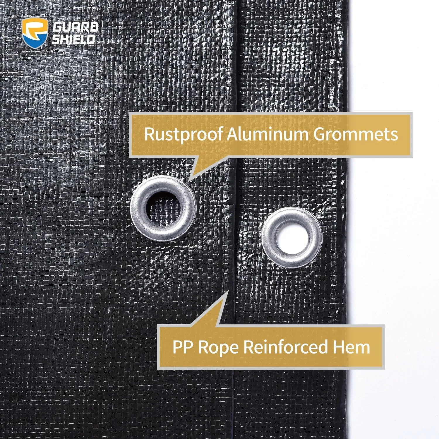 GUARD SHIELD Heavy Duty Tarp 12x12 Feet Black Tarp Large Outdoor Tarps Waterproof with Grommets Cover 12mil