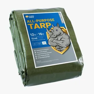 GUARD SHIELD Heavy Duty Tarp 12x16 Feet Green Multi Purpose Thick Waterproof Poly Tarp Cover 10mil