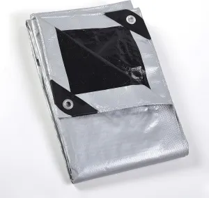 GUARD SHIELD Silver/Black Tarp Waterproof 14x14 Feet Medium Duty All Purpose Poly Tarps Cover 7mil