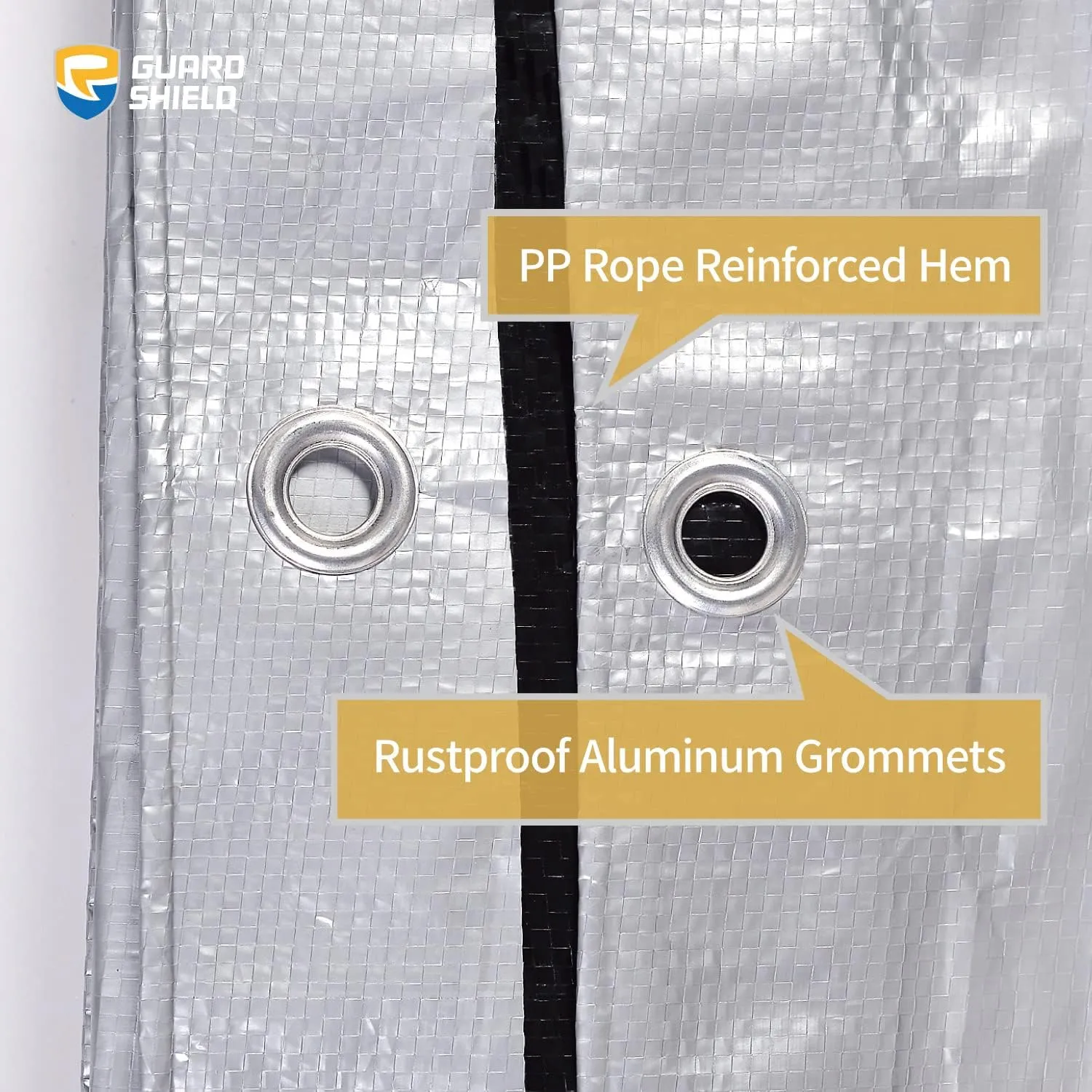 GUARD SHIELD Silver/Black Tarp Waterproof 14x14 Feet Medium Duty All Purpose Poly Tarps Cover 7mil