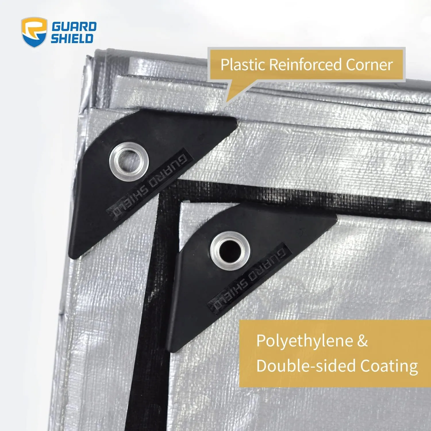 GUARD SHIELD Silver/Black Tarp Waterproof 14x14 Feet Medium Duty All Purpose Poly Tarps Cover 7mil