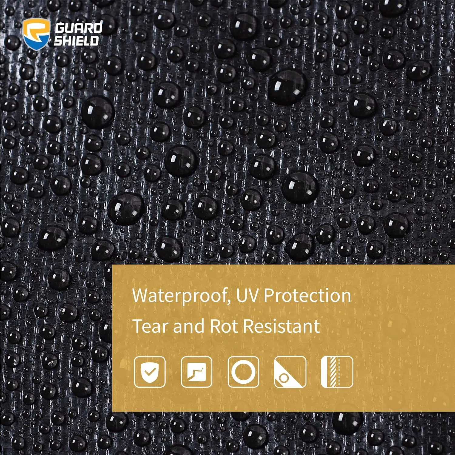 GUARD SHIELD Tarps Heavy Duty Waterproof 20x20 Feet Black Poly Tarp Cover Square Outdoor Thick UV Resistant Tarpaulin with Grommets 10mil