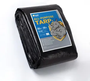 GUARD SHIELD Tarps Heavy Duty Waterproof 20x20 Feet Black Poly Tarp Cover Square Outdoor Thick UV Resistant Tarpaulin with Grommets 10mil