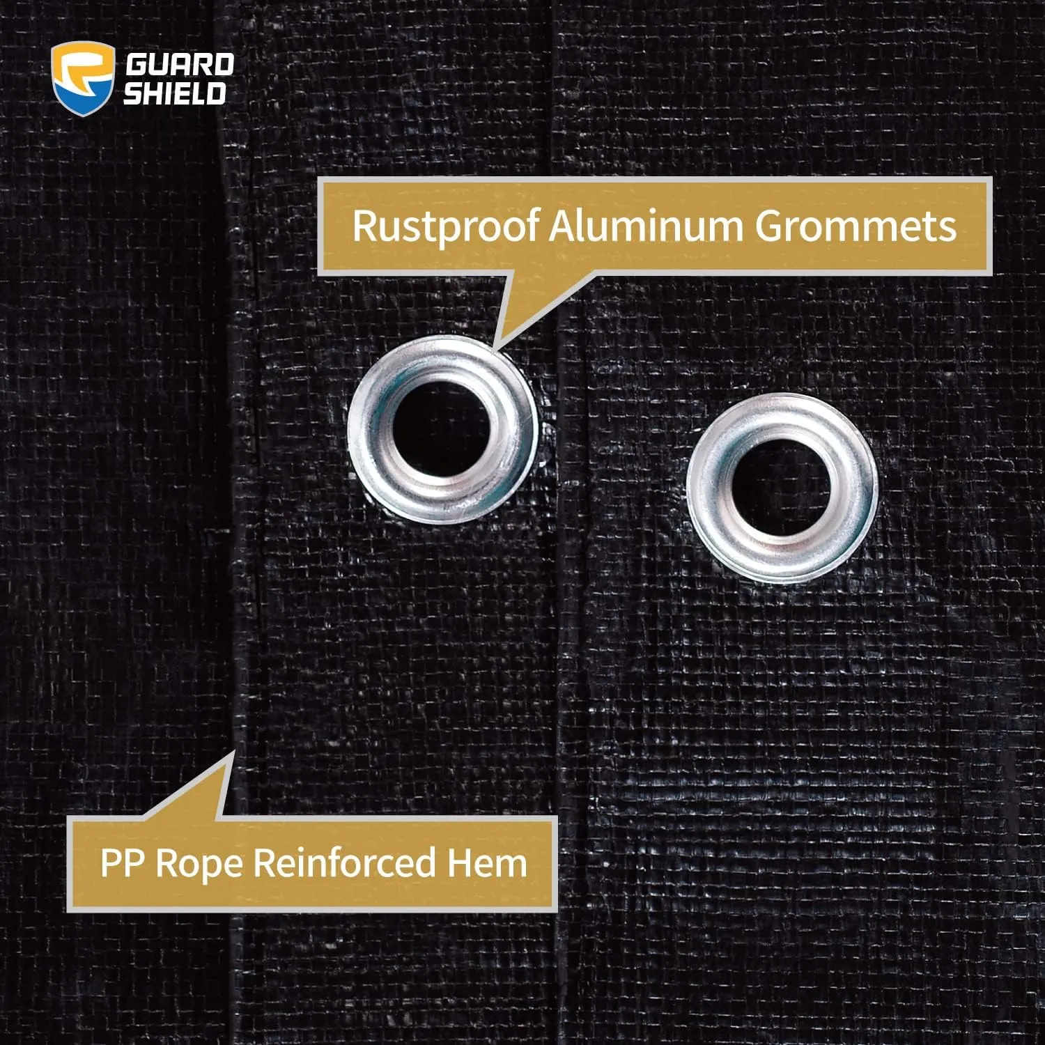 GUARD SHIELD Tarps Heavy Duty Waterproof 20x20 Feet Black Poly Tarp Cover Square Outdoor Thick UV Resistant Tarpaulin with Grommets 10mil