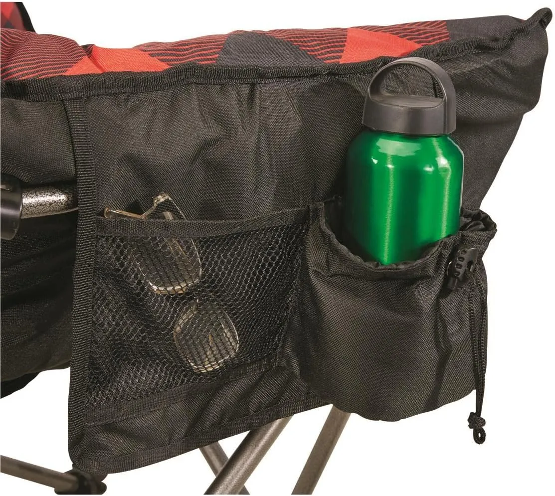 Guide Gear Club Camping Chair, Oversized, Portable, Folding with Padded Seats, 500-lb. Capacity Red Plaid